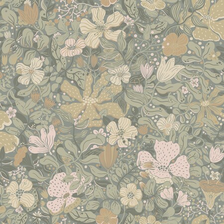 Manhattan Comfort Garland Midsommar Grey Floral Medley 33 ft L X 209 in W Wallpaper BR4111-63020